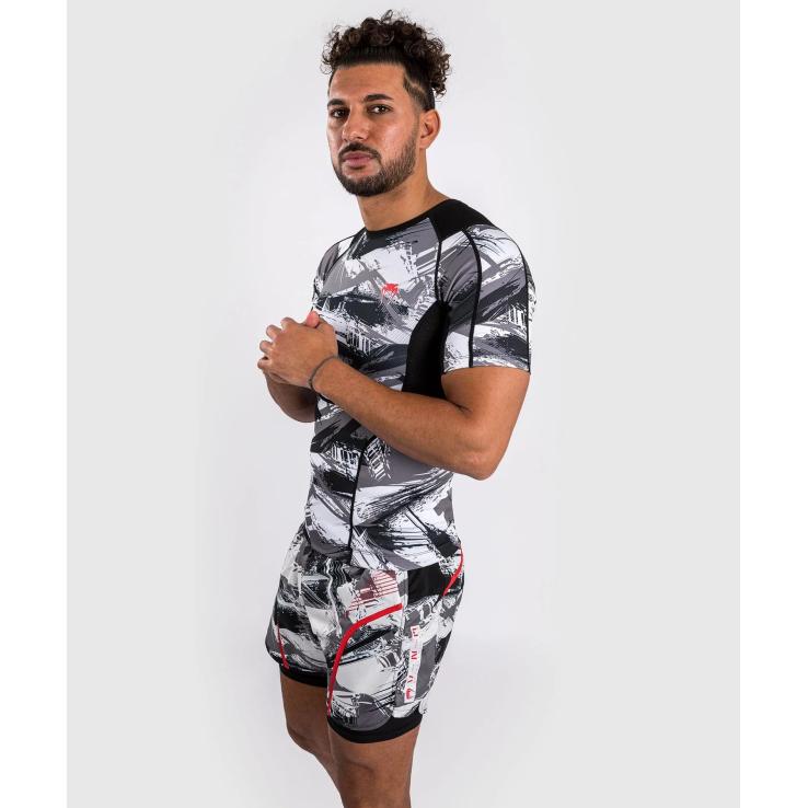 Rashguard Venum Electron 3.0 manches courtes gris/rouge