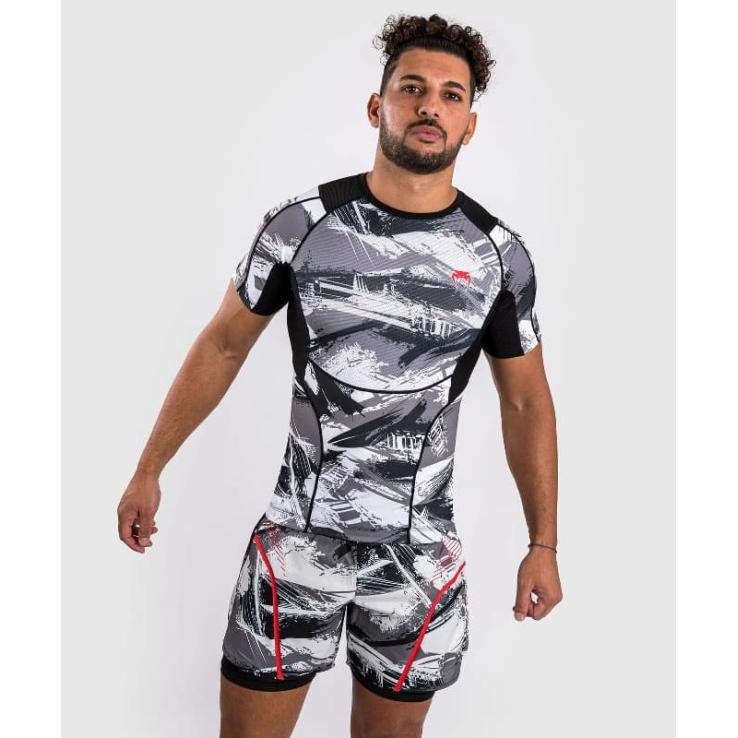 Rashguard Venum Electron 3.0 manches courtes gris/rouge