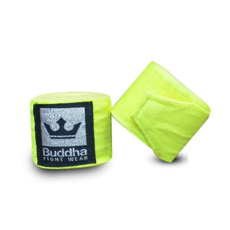 Bandages de boxe Bouddha jaune fluo